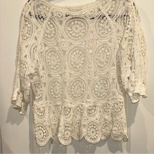 Elegant White Crochet Lace Top